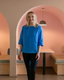 Paidat>Nakoa Classic Linen Blouse - Marina Blue