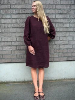 Löydöt|Hameet & Mekot>CUOSI DAKOTA Pellavamekko - Burgundi