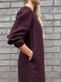 Löydöt|Hameet & Mekot>CUOSI DAKOTA Pellavamekko - Burgundi
