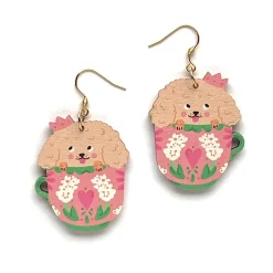 Avaimenperät|Korut>Crazy Granny Design Fluffy Puppy Tea - Earrings