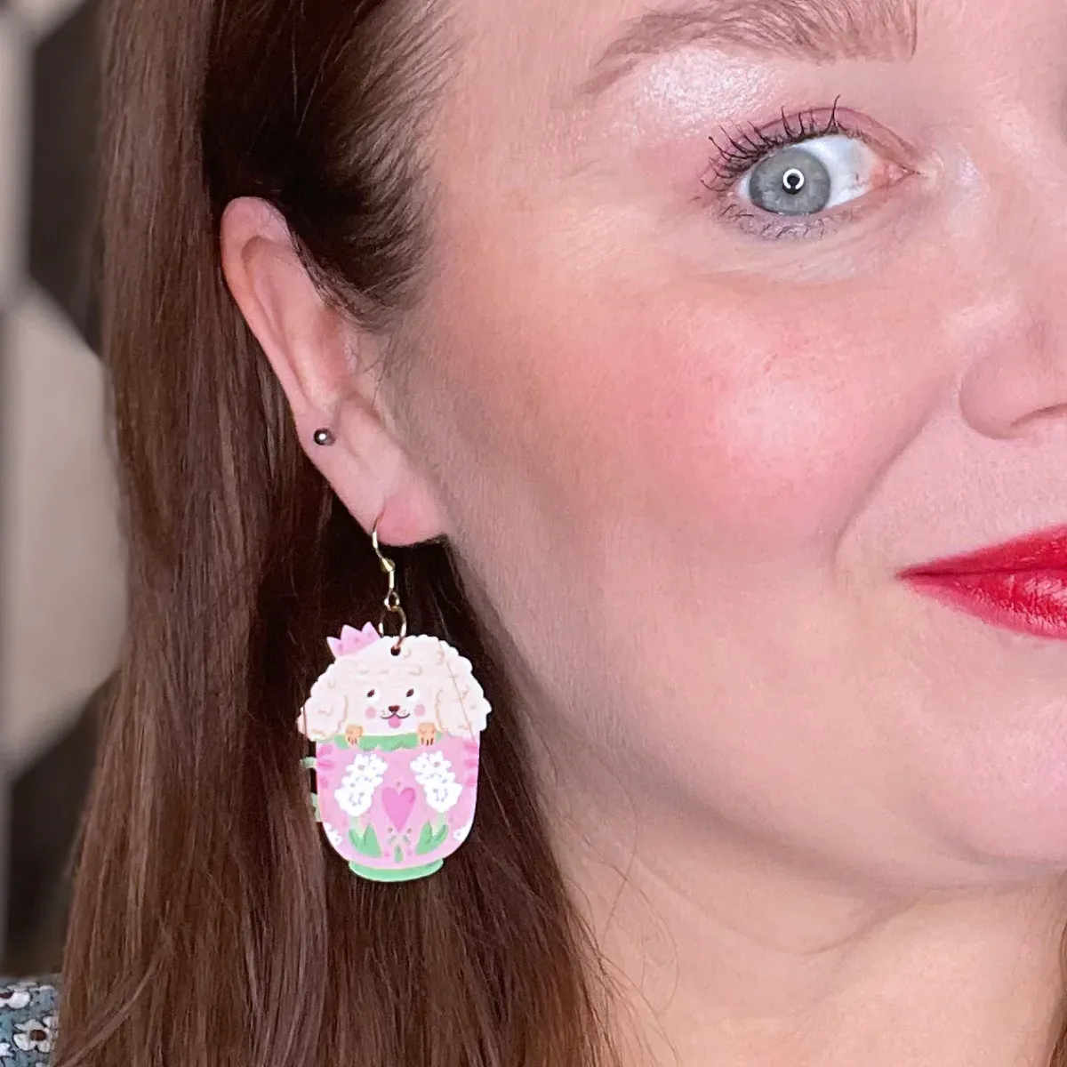Avaimenperät|Korut>Crazy Granny Design Fluffy Puppy Tea - Earrings