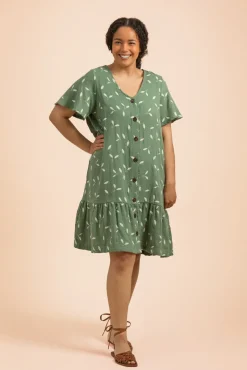 Hameet & Mekot>KAIKO Frill Button Dress - Sage Wind