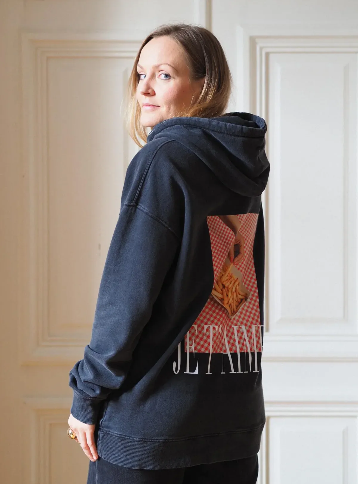 Paidat>Uhana Je T'aime Hoodie - Stonewashed Black