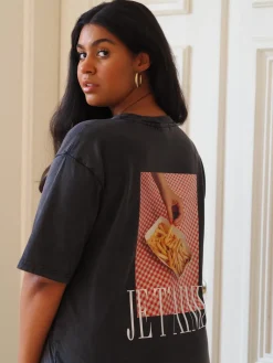 T-paidat|Paidat>Uhana Je T'aime Oversize T-shirt - Stonewashed Black XS
