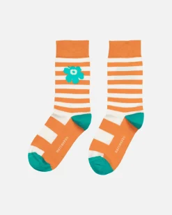 Sukat|Avaimenperät>Marimekko Kasvaa Multi Tasaraita Unikko - Turkoosi/oranssi/l.valk