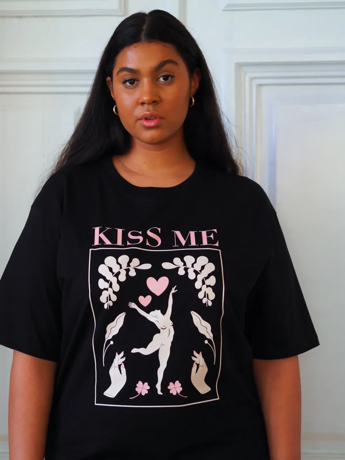 T-paidat|Paidat>Uhana Kiss Me Oversize T-shirt - Black