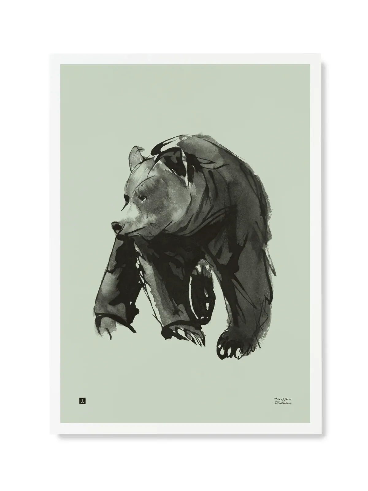 Julisteet/printit>Teemu Järvi Illustrations Lempeä Karhu - juliste keväänvihreä 50x70cm