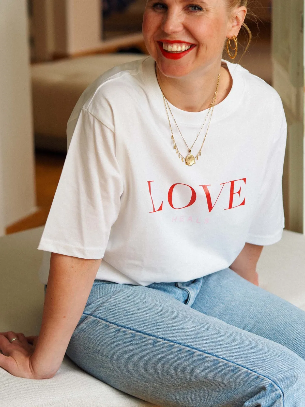 T-paidat|Paidat>Uhana Love Heals Oversize T-shirt - White