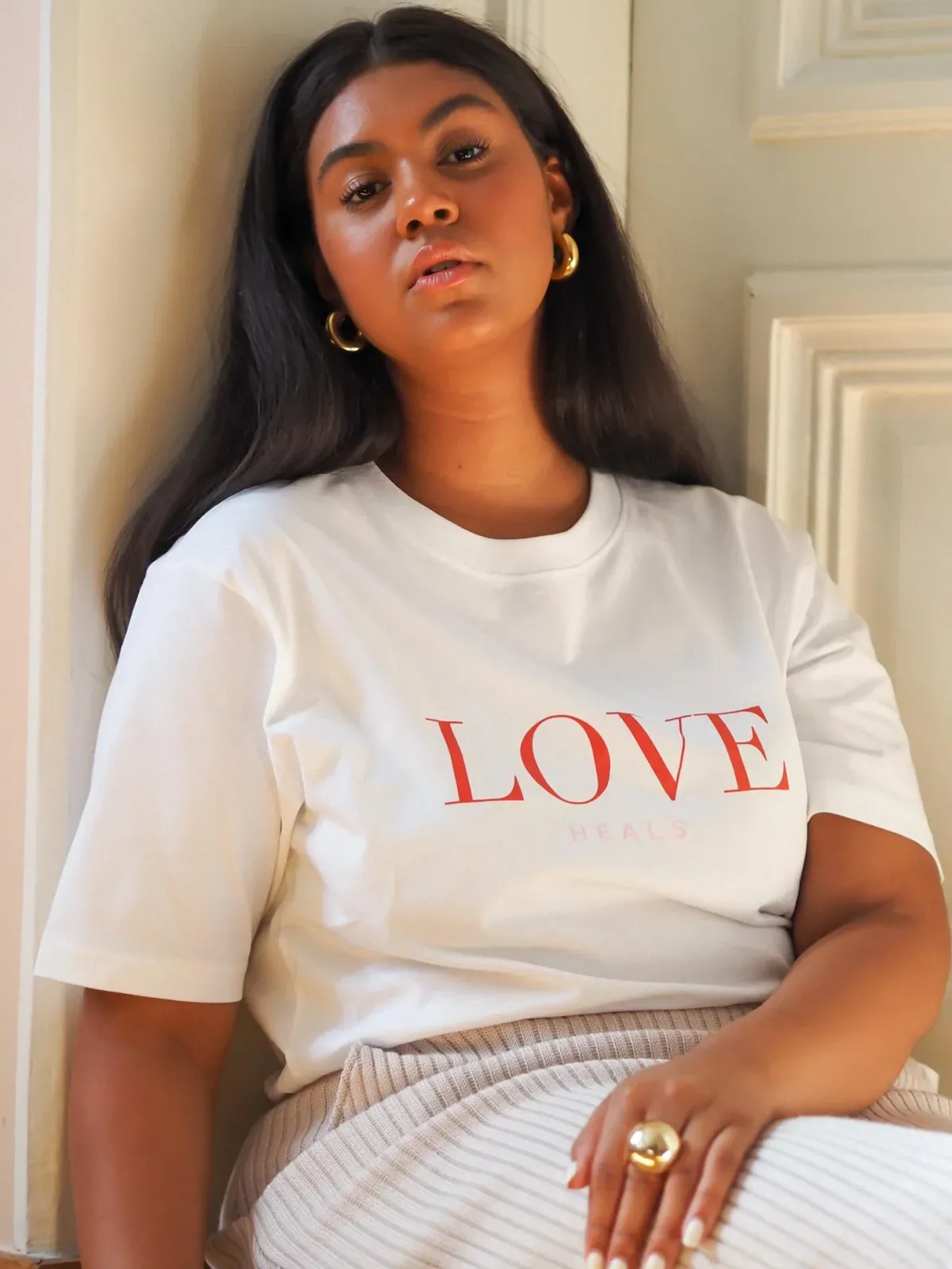 T-paidat|Paidat>Uhana Love Heals Oversize T-shirt - White