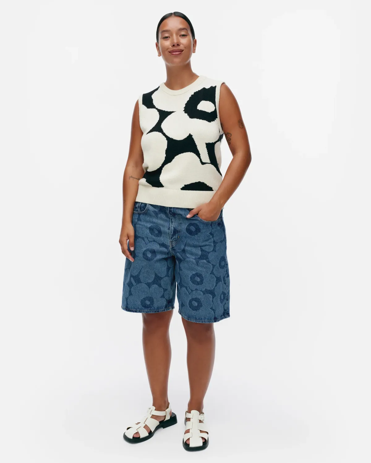 Housut & Shortsit|Shortsit>Marimekko Maridenim Marssi Unikko - Farkkushortsit