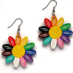 Avaimenperät|Korut>Crazy Granny Design Rainbow Daisy Earrings