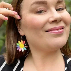 Avaimenperät|Korut>Crazy Granny Design Rainbow Daisy Earrings