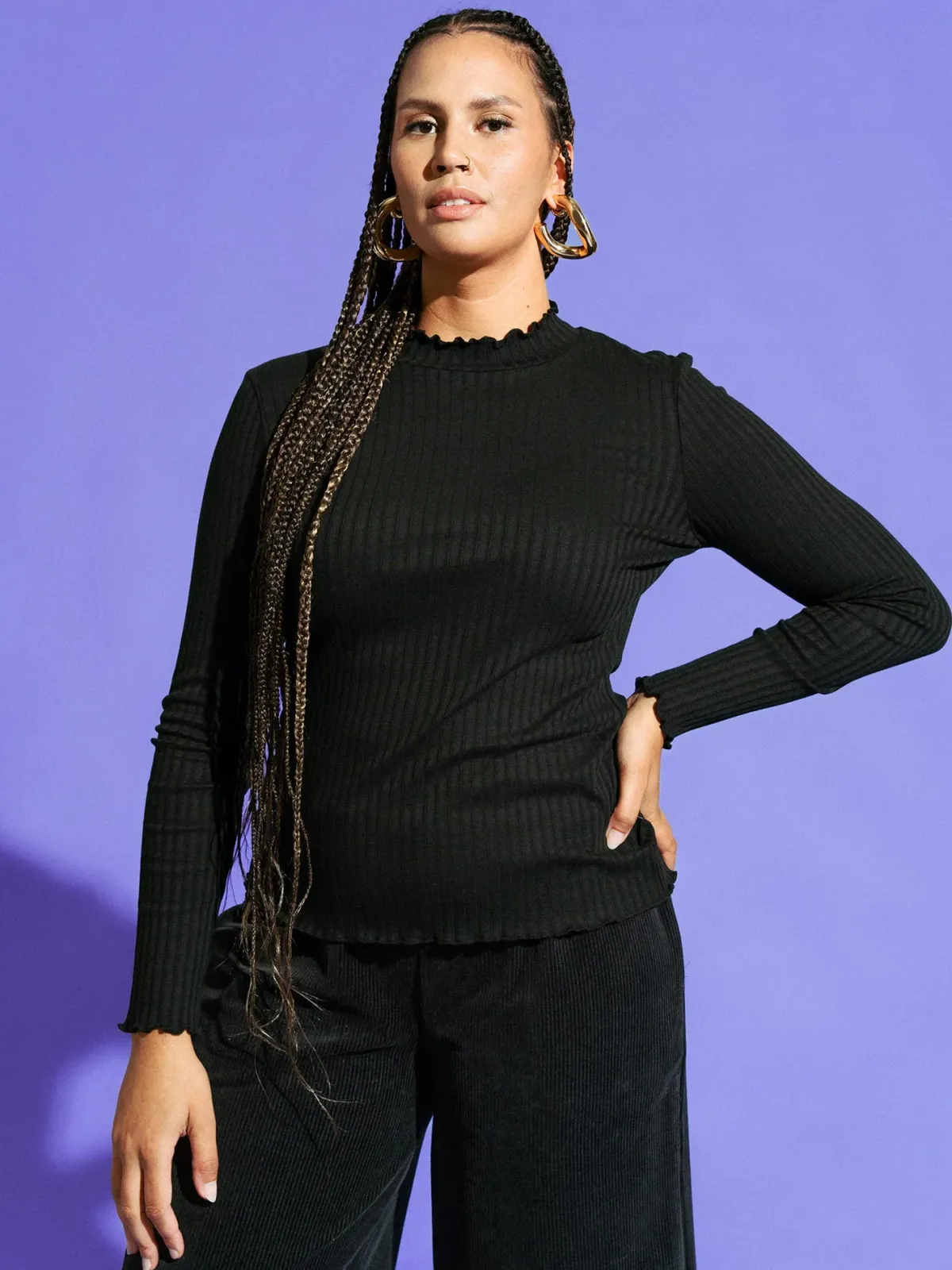 Paidat>Aarre Rosalie Shirt - Rib Black