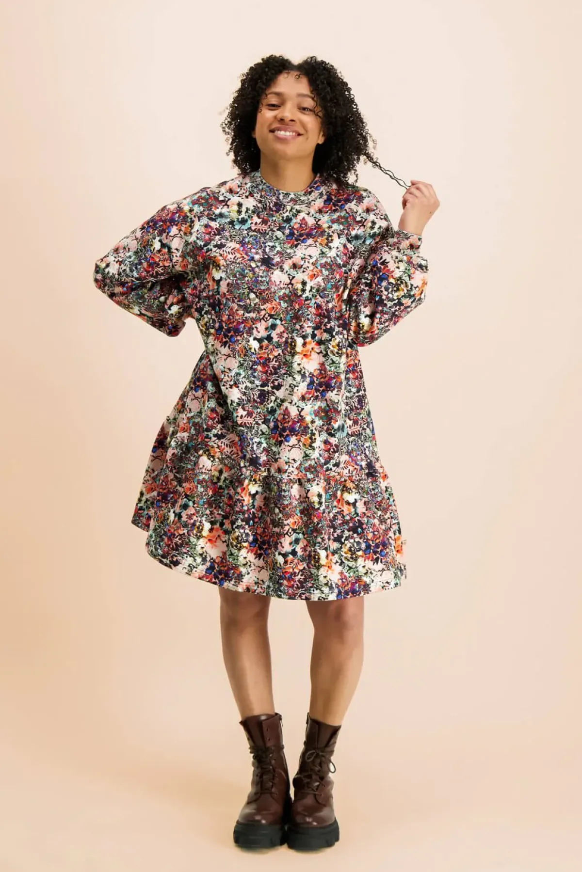 Hameet & Mekot>KAIKO Ruffle Sweatshirt Dress - Blooming Forest