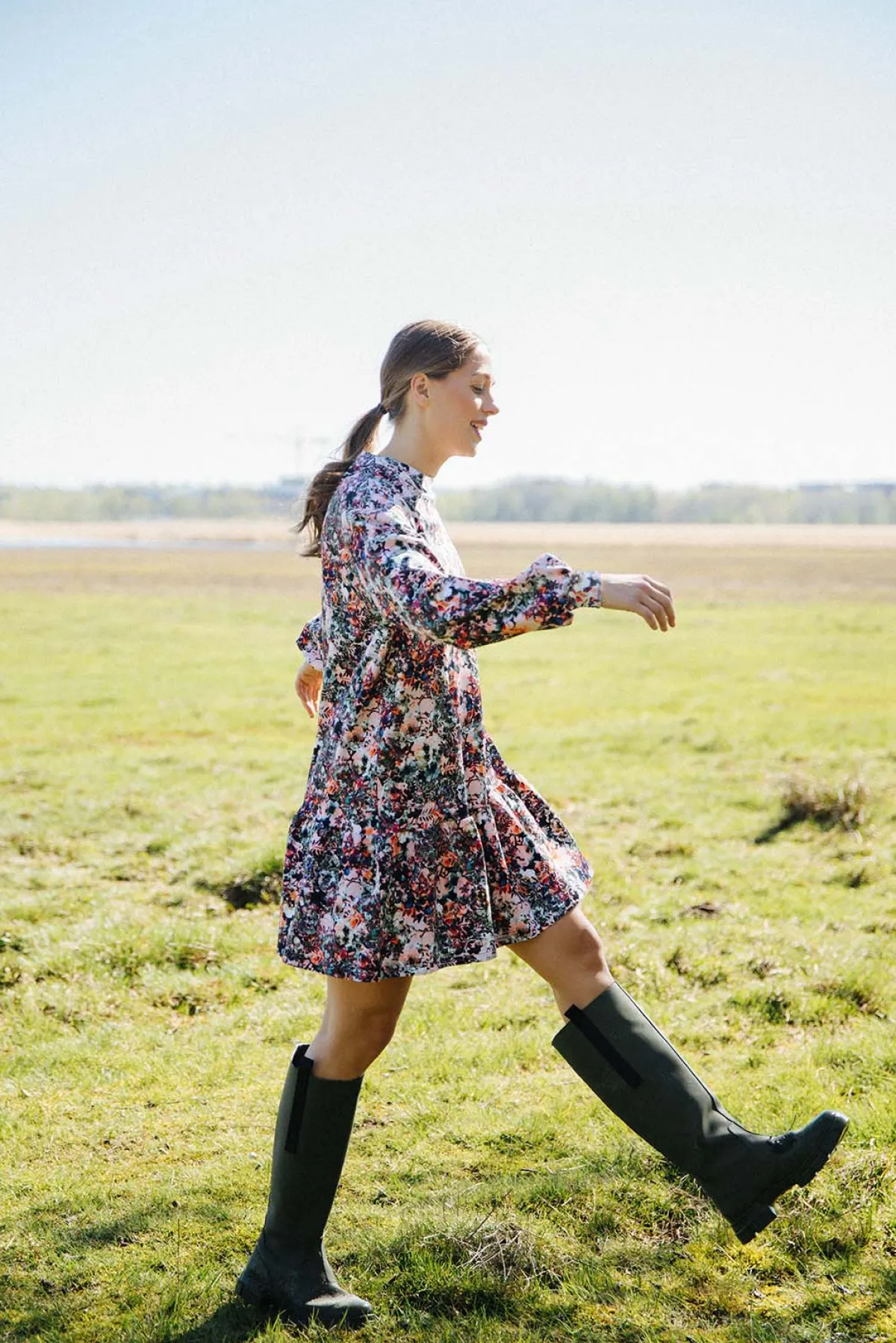 Hameet & Mekot>KAIKO Ruffle Sweatshirt Dress - Blooming Forest