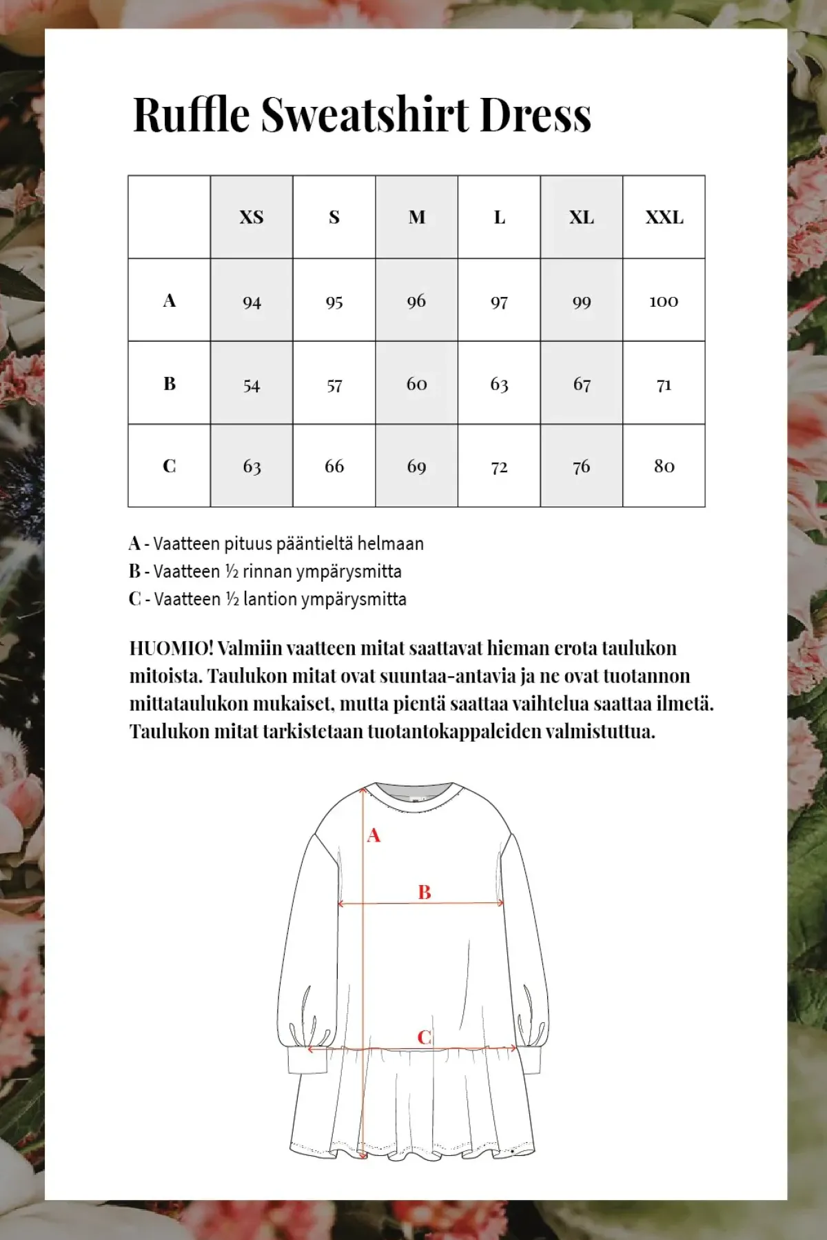 Hameet & Mekot>KAIKO Ruffle Sweatshirt Dress - Blooming Forest