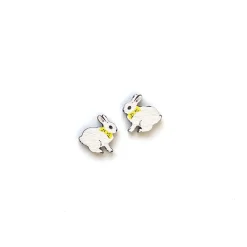 Avaimenperät|Korut>Crazy Granny Design White Bunny Mini Studs